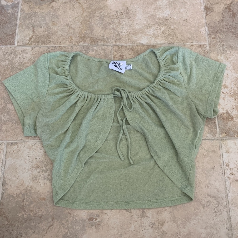 PRINCESS POLLY sage green cropped top